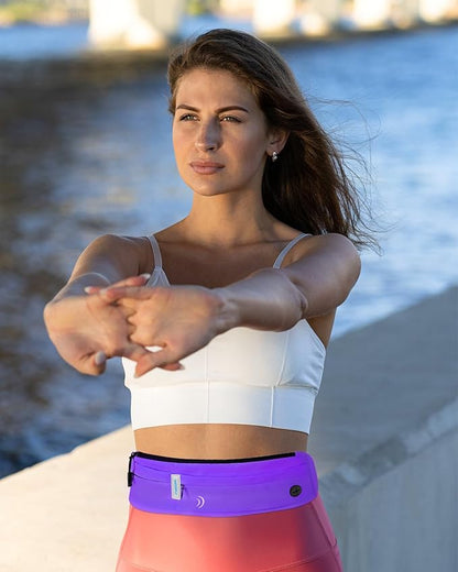 WATERFLY Running Belt Fanny Pack: Runner Marathon Jogging Waist Pack Sport Workout Exercise Fitness Phone Holder Belt for Men Women Jogger Slim Waistband