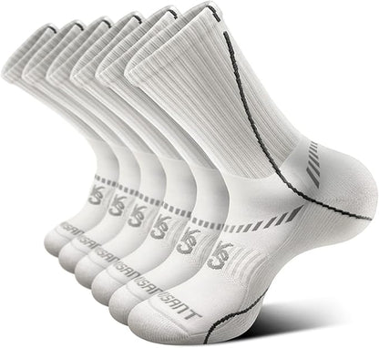 BULLIANT Compression Socks for Men 6Pairs, Athletic Crew Socks Cushioned For Men Sports Running-Arch Support