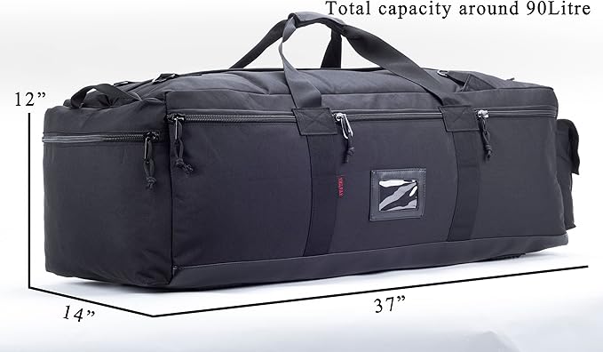Large Military Duffle Bag Tactical Gear Load Out Bag Deployment Cargo Bag Travel Sports Equipment Duffel Luggage Bag with Backpack Straps 90L
