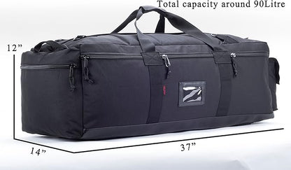 Large Military Duffle Bag Tactical Gear Load Out Bag Deployment Cargo Bag Travel Sports Equipment Duffel Luggage Bag with Backpack Straps 90L