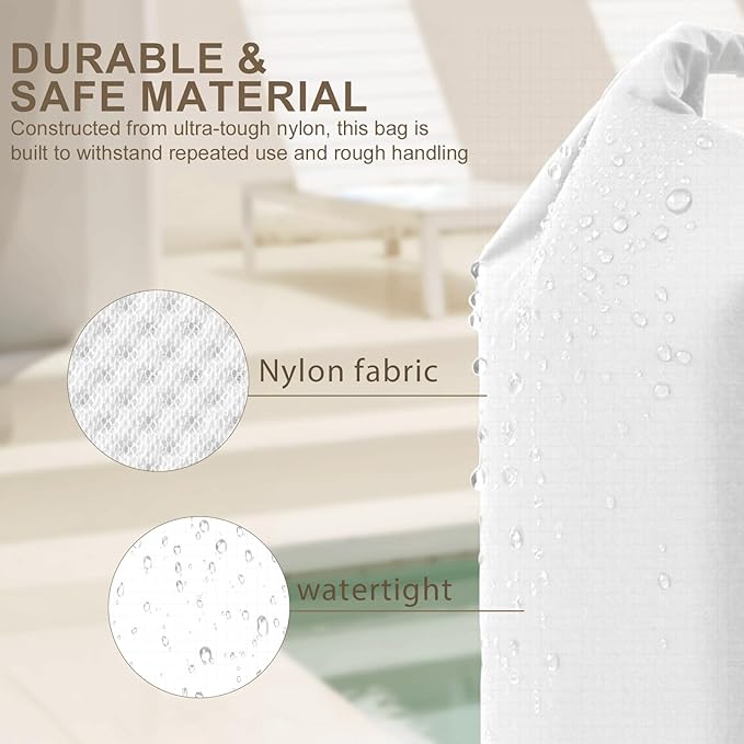 Travel Laundry Bag, Vacuum Compression Dirty Clothes Travel Bag Waterproof Wet Dry Bags Large Capacity Space Saver Bags Reusable Camp Clothes Organizer for Sports Dorm Laundromat (1 Pcs ) (White, L)