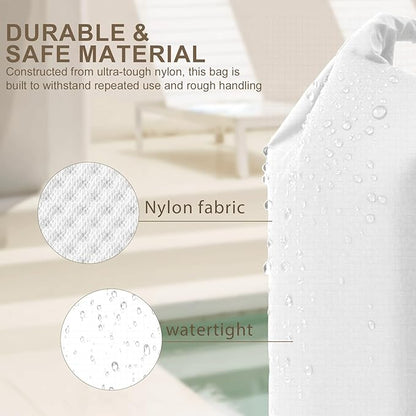 Travel Laundry Bag, Vacuum Compression Dirty Clothes Travel Bag Waterproof Wet Dry Bags Large Capacity Space Saver Bags Reusable Camp Clothes Organizer for Sports Dorm Laundromat (1 Pcs ) (White, M)