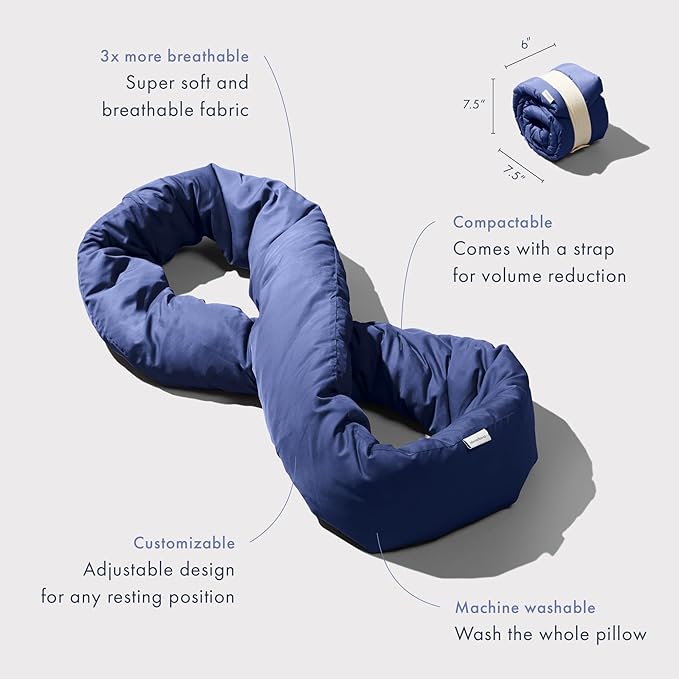 Huzi Infinity Pillow - Home Travel Soft Neck Scarf Support Sleep (Navy)