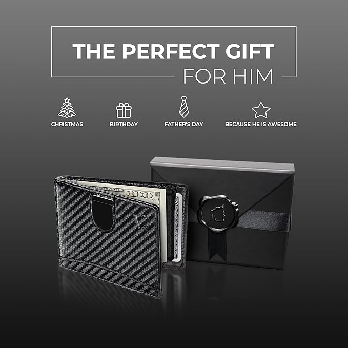 Kingly Cash Clip Slim Leather Wallet for Men with RFID Blocking & Money Clip - Minimalist Front Pocket Bifold Wallet Holds 12 Cards - Secure Card Holder with Easy Access Pull Tab