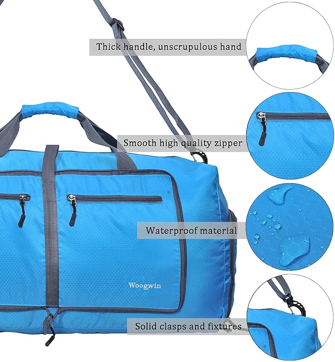 Woogwin Travel Duffel Bag Large Foldable Waterproof Overnight Bag for Beach Swim Bags Pool Sports Gym
