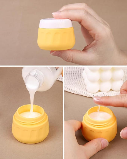 Travel Size Toiletries 8 Pack, TSA Approved 3oz/1oz Silicone Squeezable Creams Jars with Clear Travel Bag