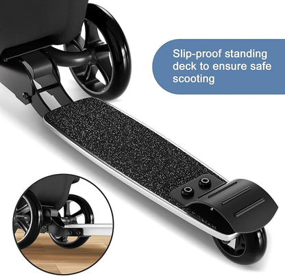 2-in-1 Ride-On Scooter Suitcase, Scooter Luggage for Kids Ages 5-12, Foldable & Lightweight Carry with LED Light-Up Wheels