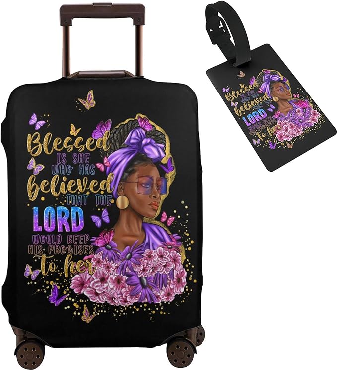 Travel Suitcase Protector African American Girl Elastic Protective Washable Luggage Cover With Concealed Zipper Suitable For 18-32 Inch(XL (for 29-32 inch luggage))