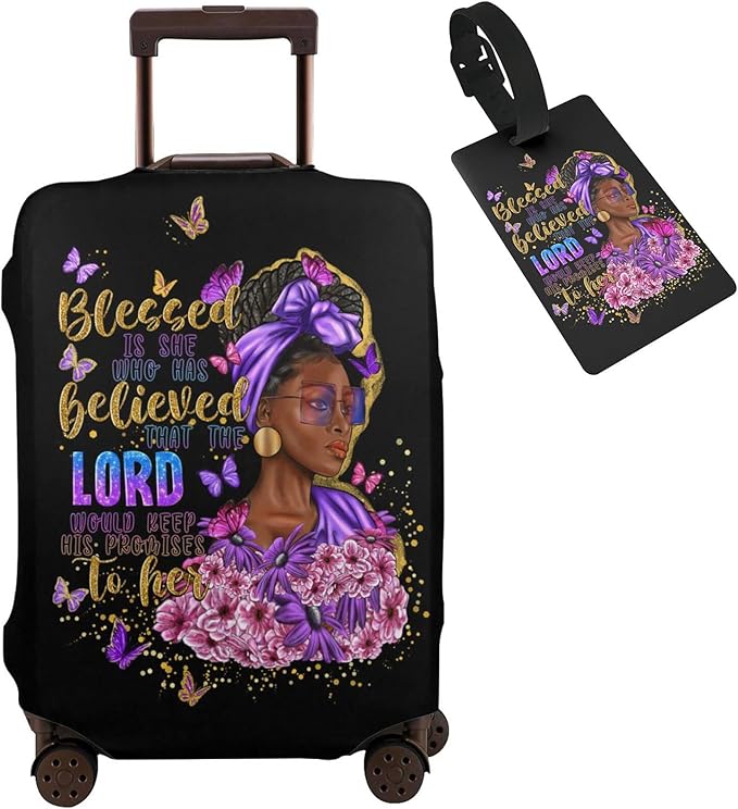 Travel Suitcase Protector African American Girl Elastic Protective Washable Luggage Cover With Concealed Zipper Suitable For 18-32 Inch(S (for 18-21 inch luggage))