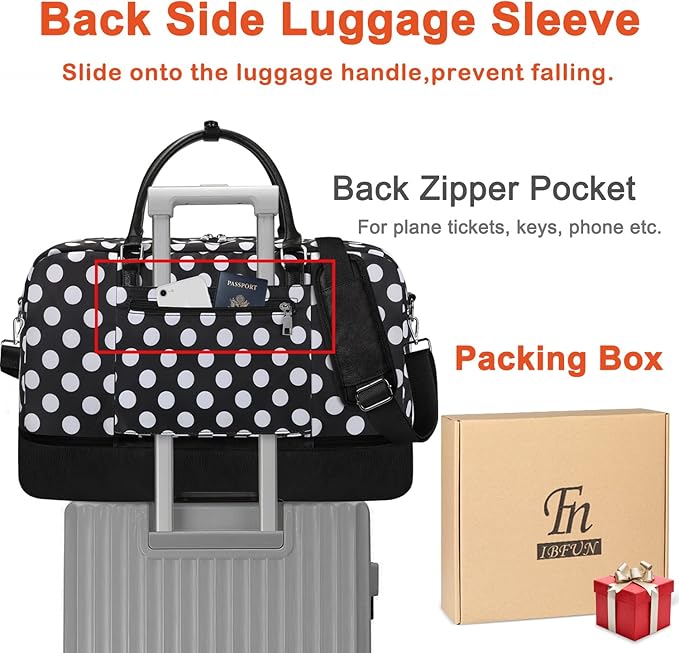 IBFUN Duffel Bag, 21'' Weekender Travel Bag with Shoe Compartment, Waterproof, Overnight Duffel Bag for Women, 3PCS