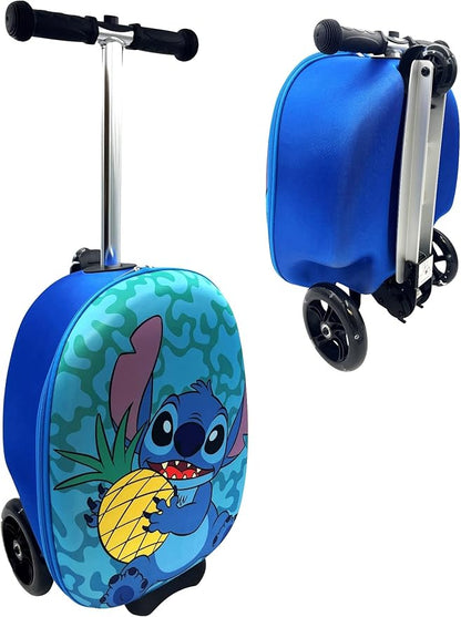 Fast Forward Kid’s Licensed 18" Ride-On Suitcase Scooter - Lightweight Carry-On Foldable Scooter Luggage
