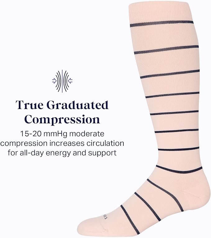 Comrad Nylon Knee High Socks - 15-20mmHg Graduated Compression Socks - Soft & Breathable Support Unisex Socks