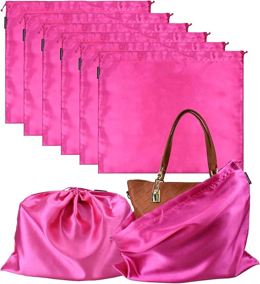 GONGKANGYUAN 6 Pack Dust Bags for Handbags – Silk Drawstring Storage Pouch, Dustproof Travel Organizer for Purses, Shoes & Boots