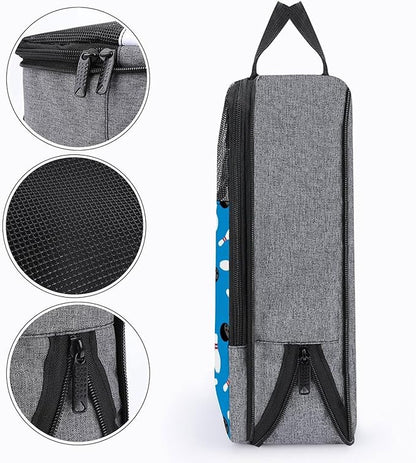 Portable Shoe Packing Storage Organizer with Handle Soccer Cleats Bag for Sport Sport Bowling Ball Pins Blue Travel Shoe Bag