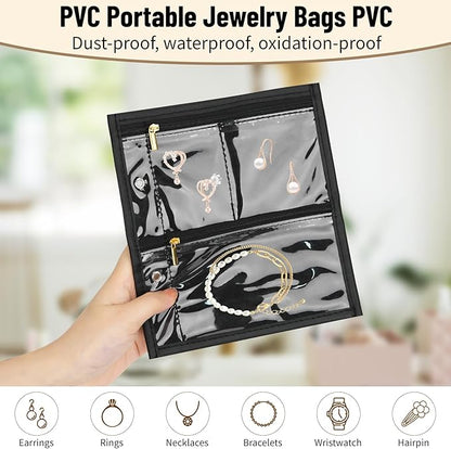 Yotako Travel Jewelry Organizer Case-Jewelry Storage Book Binder with Clear Zipper Velvet Pouch for Travel Home, Jewelry Bags for Earrings, Rings, Necklace, Bracelet (Inner Pages, 4 PCS)