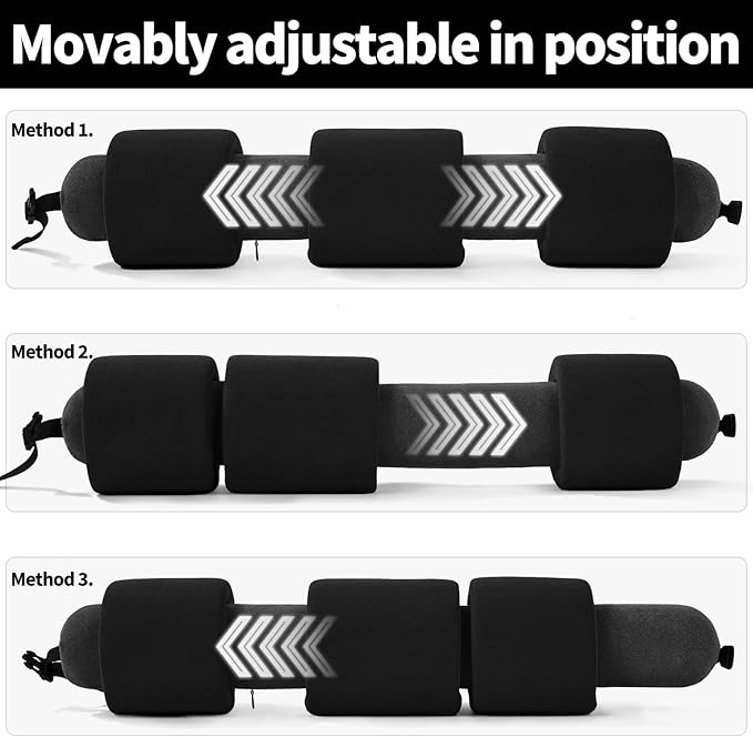 3-Ring Memory Foam Travel Neck Pillow It has obtained a Patent. The Three Rings can be movably Adjusted to Provide Flexible Support for The Neck, Head, and Other Areas.Black