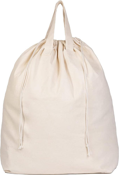College Dorm Laundry Bags - Versatile and Heavy Duty College Laundry Hamper Liner with Drawstring - Canvas Laundry Basket Liner - 100% Cotton, Washable and Foldable Cloth Laundry Bags (1 Pack)