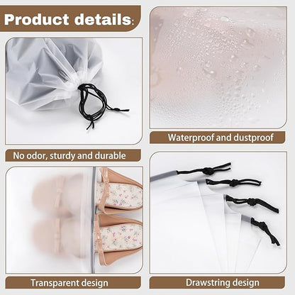 200 Pcs Shoe Bags for Travel, Clear Shoe Bags Durable for Suitcases, Dust Bags for Shoes Reusable Shoe Dust bags Covers for Men and Women, Large Travel Shoe Bag,Storage Bags(11.8" x 15.7")