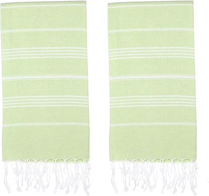 Turkish Beach Towels, Pack of 2 | Oversized, Quick Dry, Sand Free | 100% Cotton, Large 38x71 Towels for Beach, Pool, Travel | Ultra-Soft, Compact, and Absorbent | Pistachio Green