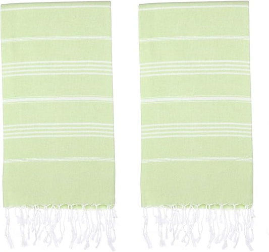 Turkish Beach Towels, Pack of 2 | Oversized, Quick Dry, Sand Free | 100% Cotton, Large 38x71 Towels for Beach, Pool, Travel | Ultra-Soft, Compact, and Absorbent | Pistachio Green