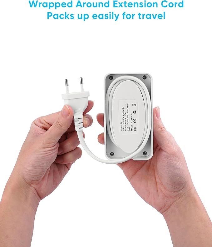 UK Adapters for Travel, US to UK Plug Adapter, 6 AC Outlets, 4 USB Ports (2 USB C), 3ft Wrapped Around Extension Cord, Type G Plug Adapter, for UK Ireland Hong Kong Travel