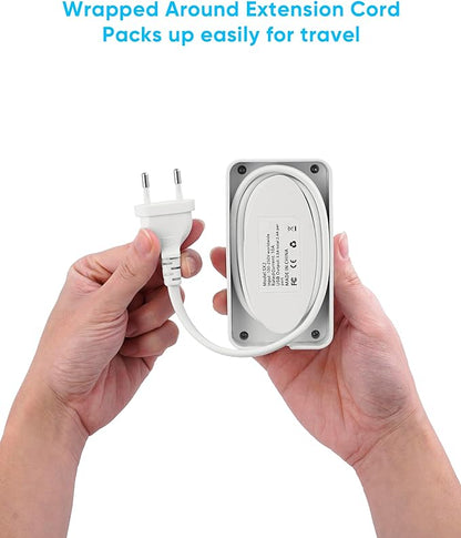 Italy Travel Plug Adapter, Italy Power Adapter, 6 AC Outlets, 4 USB Ports (2 USB C), 3ft Wrapped Around Extension Cord, for Italy Chile Libya