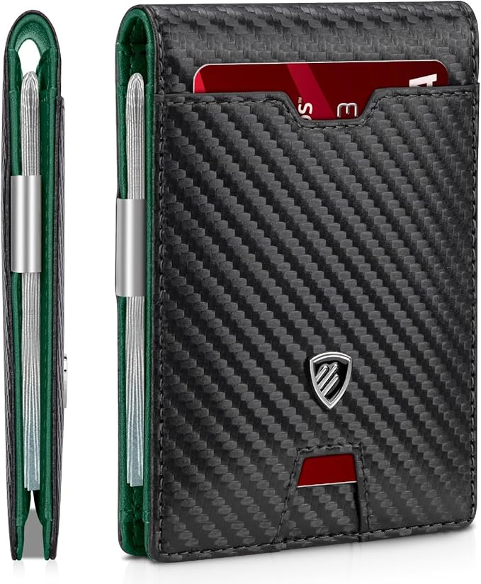 RUNBOX Mens Slim Wallet with Money Clip RFID Blocking Bifold Credit Card Holder for Men with Gift Box