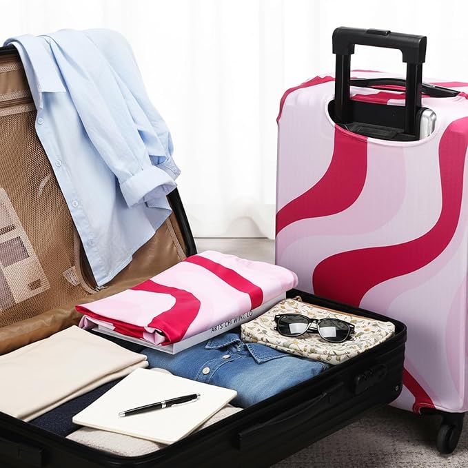 Sherr 3 Pieces Travel Luggage Cover Suitcase Protector Anti Scratch Suitcase Washable Baggage Covers (S/medium/l,Pink Theme,Pink)