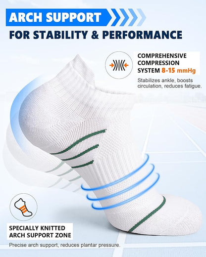 5 Pairs Copper Compression Socks for Women & Men - Ankle Plantar Fasciitis Arch Support Running Socks for Athletic