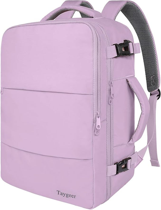 Taygeer Large Backpack for Women Travel Bag, Luggage Backpack for College Women with 15.6inch Laptop Compartment & Shoe Pouch, Carryon Bag for Airplane Business Travel Essentials, Orchid Purple