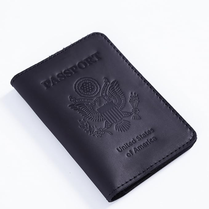 INCARNE US Leather Passport Holder for Travel - Passport Case - Passport Wallet for Men - Passport Cover for Women Sleeve Protector - Travel Essentials Vacation Luggage Travel Gifts - Vintage Black