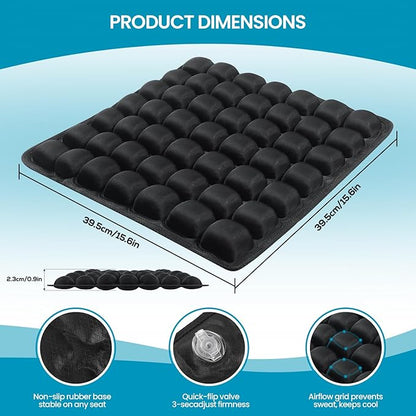 Sondor Travel Cushion, Inflatable seat Cushion, Suitable for Airplane Seats, Long-Distance Travel, Office wheelchairs and Other Portable seat Cushions (Black)