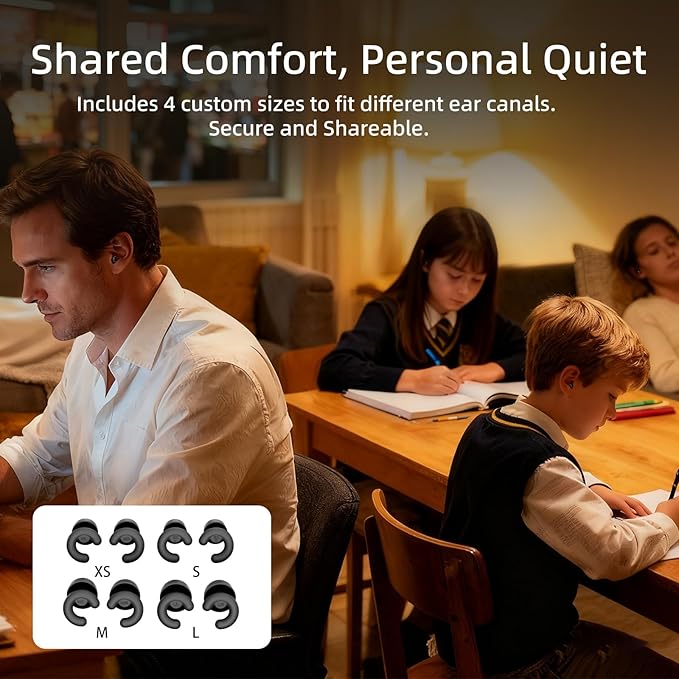 Ultra-Soft Noise Cancelling Ear Plugs, Reusable Silicone for Sleep Concerts Travel Office,33dB (NRR),Ergonomic Integrated Design Fit for Small Ear Canals Noise Sensitivity (Black, 4 Pairs)