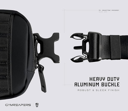 Gymreapers Travel Small Crossbody Bags for Men & Women with Hidden Pocket - Waterproof Crosssbody Fanny Pack for Men with Adjustable Shoulder Sling Belt for Traveling, Running & Hiking (Onyx)