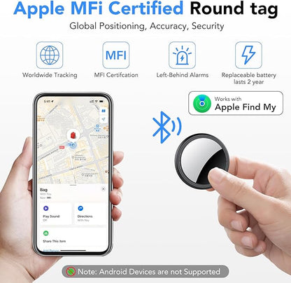 Air Tracker Tags-1 Pack, 2025 New [Apple MFi Certified],Bluetooth Tracker Work with Apple Find My (iOS Only), Replaceable Battery, Smart Tag with Diverse Holder, Item Finder for Luggage/Key/Suitcase