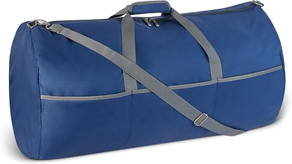 Amazon Essentials 32.4" Extra Large Foldable Nylon Duffel Bag for Travel/Storage with Zippered Pockets, 9254 Cubic Inch (150L), 50-LBS Capacity, Navy Blue (Previously Amazon Basics)