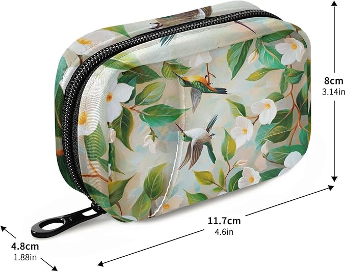 Pill Organizer Box Case Weekly Travel Pill Container Cute Pill Holder 7Day Vitamin Organizer Pill Dispenser Sorter Planner Storage Small Compact Jasmine Flowers Green Leaves and Hummingbird25