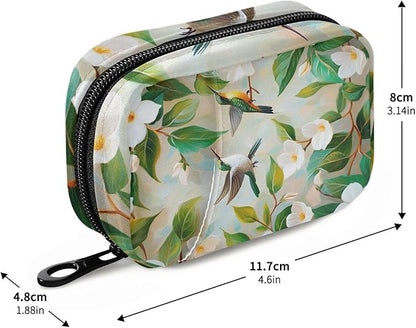 Pill Organizer Box Case Weekly Travel Pill Container Cute Pill Holder 7Day Vitamin Organizer Pill Dispenser Sorter Planner Storage Small Compact Jasmine Flowers Green Leaves and Hummingbird25