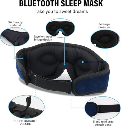 Sleep Mask with Bluetooth Headphones, 3D Sleep Mask Wireless Music Eye Mask for Sleeping Side/Back Sleepers Sleep Headphones Gift (Azure)