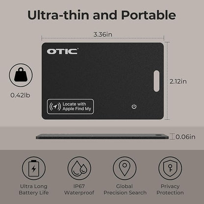 OTIC Wallet Tracker Card, Ultra-Thin 1.7MM Rechargeable Finder, Works with Apple Find My (iOS Only), Item Locator for Luggage Tags, Passports, Phone, IP67 Waterproof, (4-Pack)