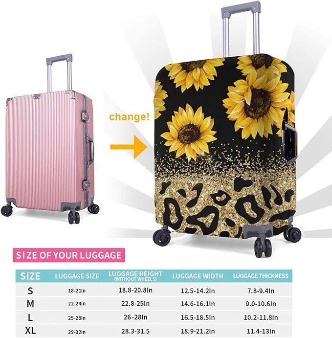 Travel Suitcase Protector Sunflower Elastic Protective Washable Luggage Cover With Concealed Zipper Suitable For 18-32 Inch(S (for 18--21 inch luggage))