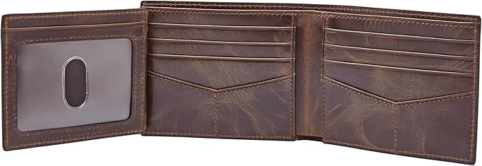 Fossil Men's Derrick RFID-Blocking Leather Bifold Wallet with Flip ID Window for Men