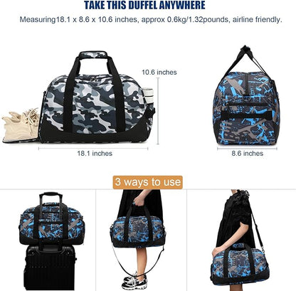 Octsky Overnight Bag Weekender Bag Sports Gym Travel Duffel Bag with Shoe Compartment, Camo Grey