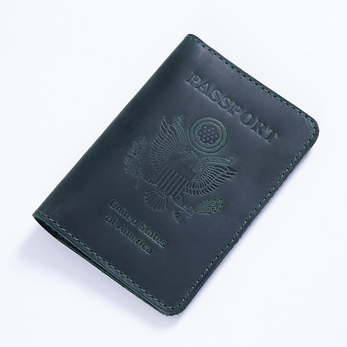 INCARNE US Leather Passport Holder for Travel - Passport Case - Passport Wallet for Men - Passport Cover for Women Sleeve Protector - Travel Essentials Vacation Luggage Travel Gifts - Vintage Green