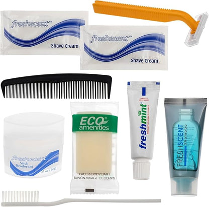 Moda West 96 Kits - Bulk Case of Wholesale Deluxe Toiletries for Men, Women, Travel, Charity, Homeless Shelters, 96 Disposable Hygiene Kits, Perfect for Hotels, Emergency Prep, and Donations