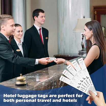 1000 Pcs Paper Hotel Luggage ID Tags with Transfer Tape On Back Luggage Tags Bulk Black Baggage Claim Check Tags Serial Numbering Claim Ticket Baggage Identification for Suitcase Motel Bag Storage