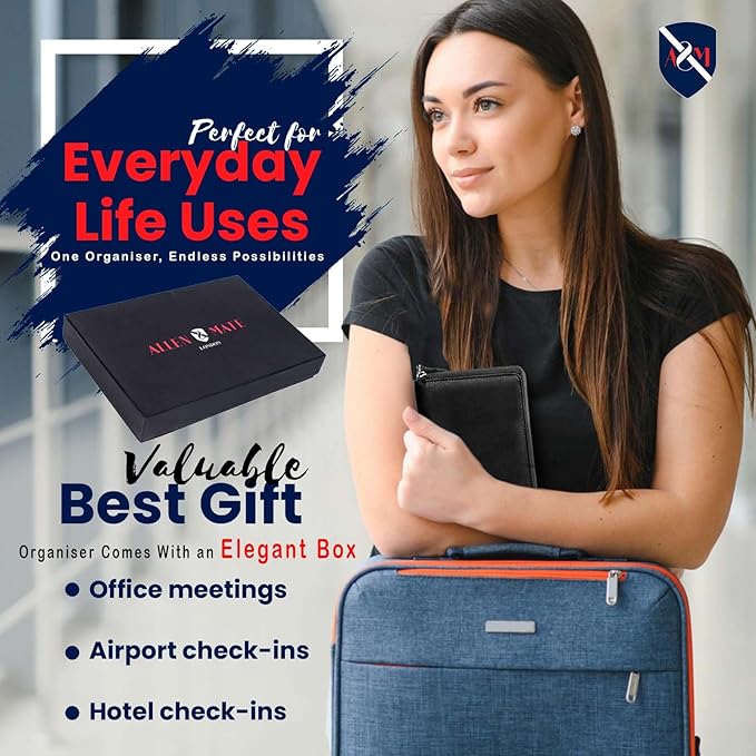 ALLEN & MATE Passport Holder Travel Wallet, 100% Leather RFID Blocking Travel Document Organiser for Men & Women