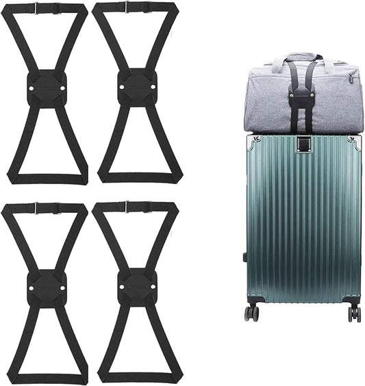 Adjustable Luggage Straps for Suitcases Add a Bag High Elastic Travel Bag Bungees Connecting Carry On Bag TSA Approved (4 Pack Black)