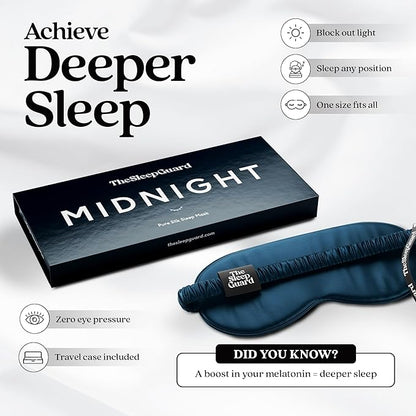 TheSleepGuard Pure Silk Sleep Mask [100% 6A Mulberry Silk, 22 Momme] Light Blocking Travel Essentials. Eye Masks for Sleeping. Black Oeko-Tex Blindfold. Eye Covers for Men & Women
