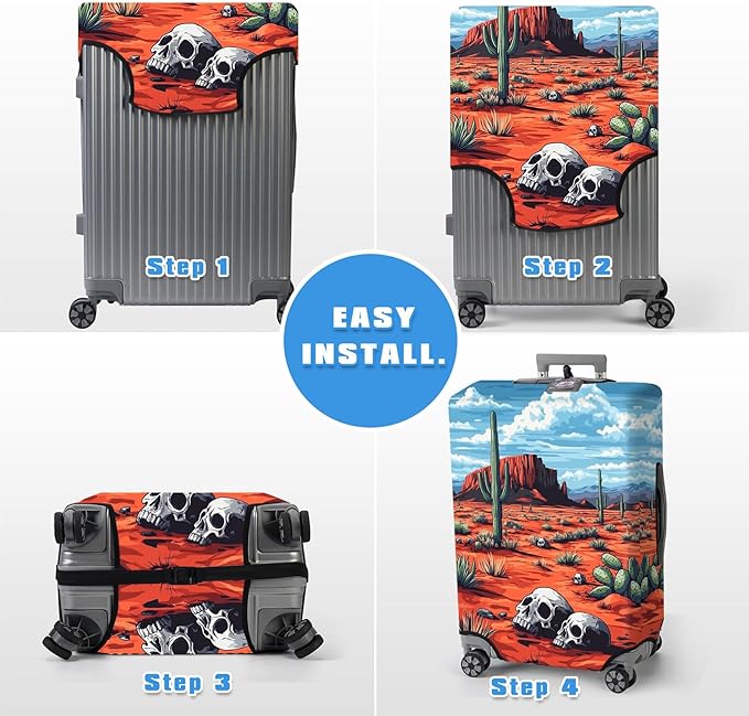 Luggage Cover Protector for 26-28 Inch Suitcases, TSA Approved Elastic Travel Suitcase Covers, Anti-Scratch Washable Luggage Sleeve for Carry On & Checked Bags, Red Desert